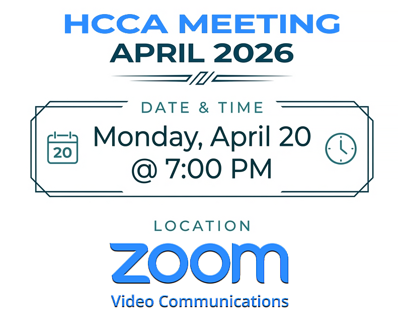 HCCA Meeting: April 20, 2026 @ 7:00 pm